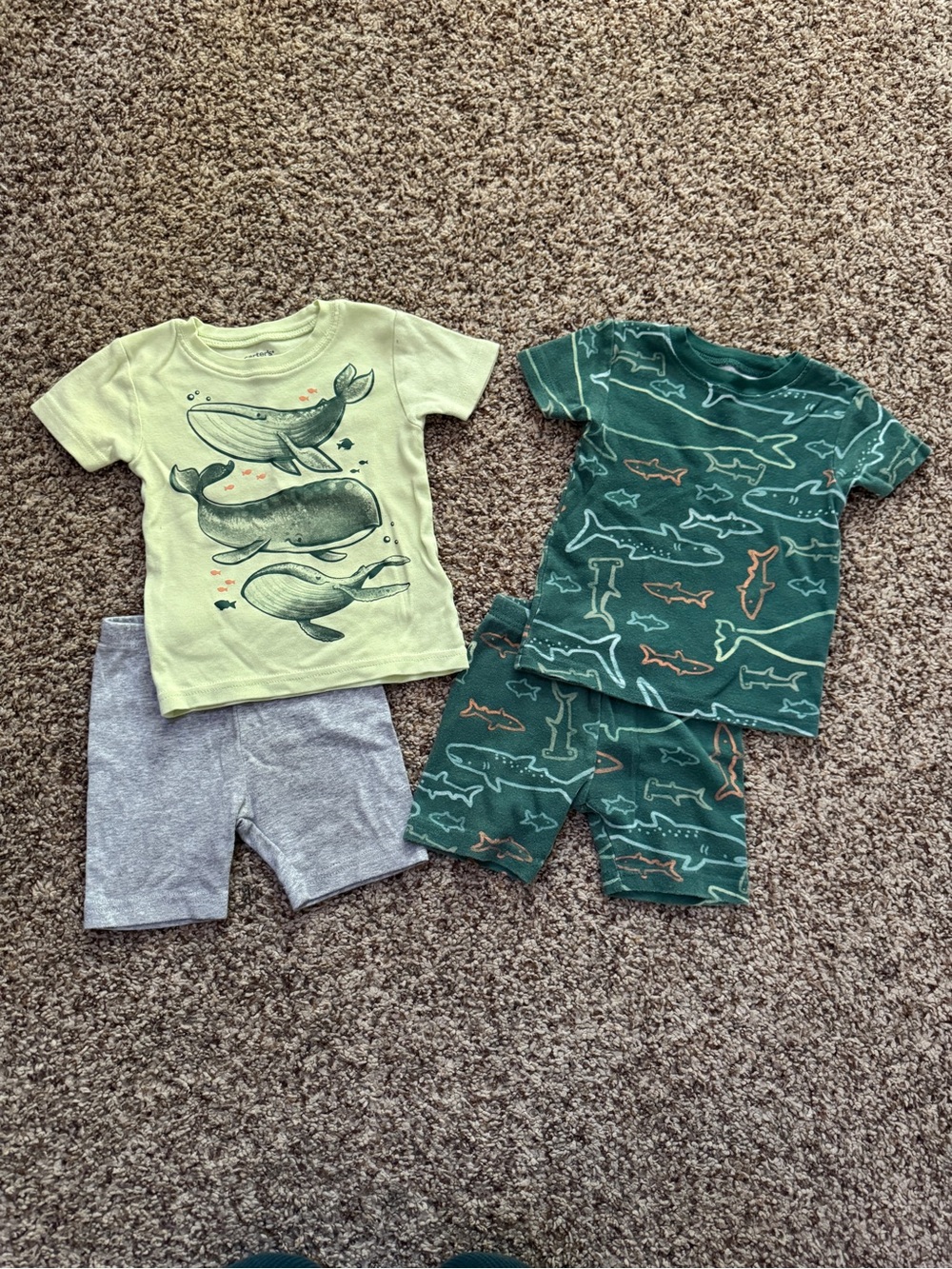 Carter’s Baby Toddler Shorts Snug Fit Whale Pajamas Set Bundle